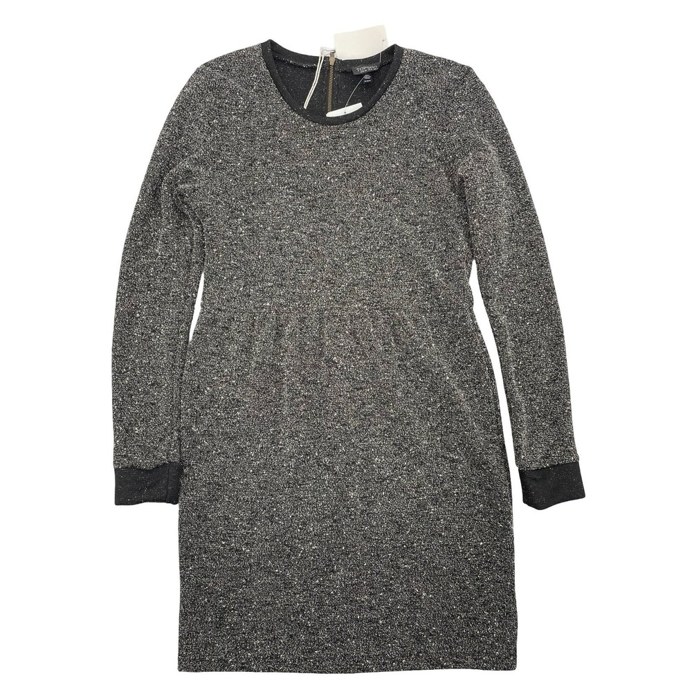 Topshop Women's Dress Mini Metallic Black Silver Knit Size 8 NWT